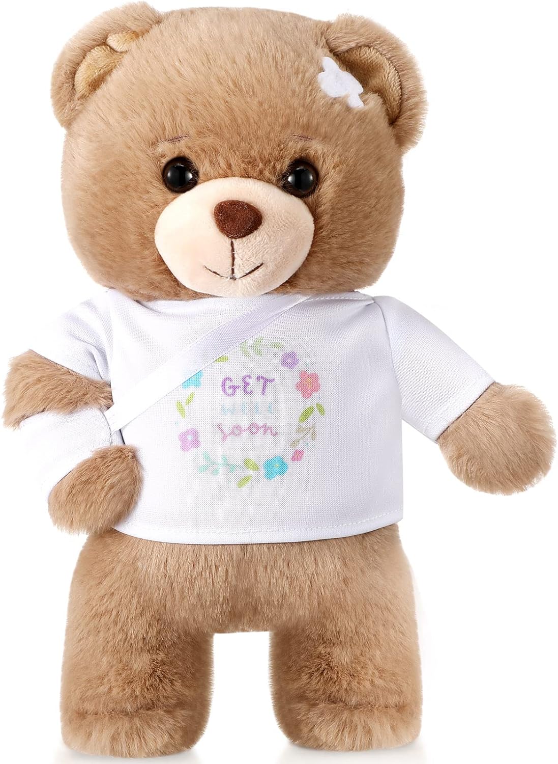 Deekin Get Well Soon Gifts for Kids Injured Recovery Bear Stuffed Animal Gifts Bear for Kids Adult with Broken Arm After Surgery Soft Bandage Plush 10 Inches(Pink,Arm Injury)