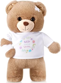 Deekin Get Well Soon Bear Plush 11 Inch Brown Arm Injury Recovery Gift