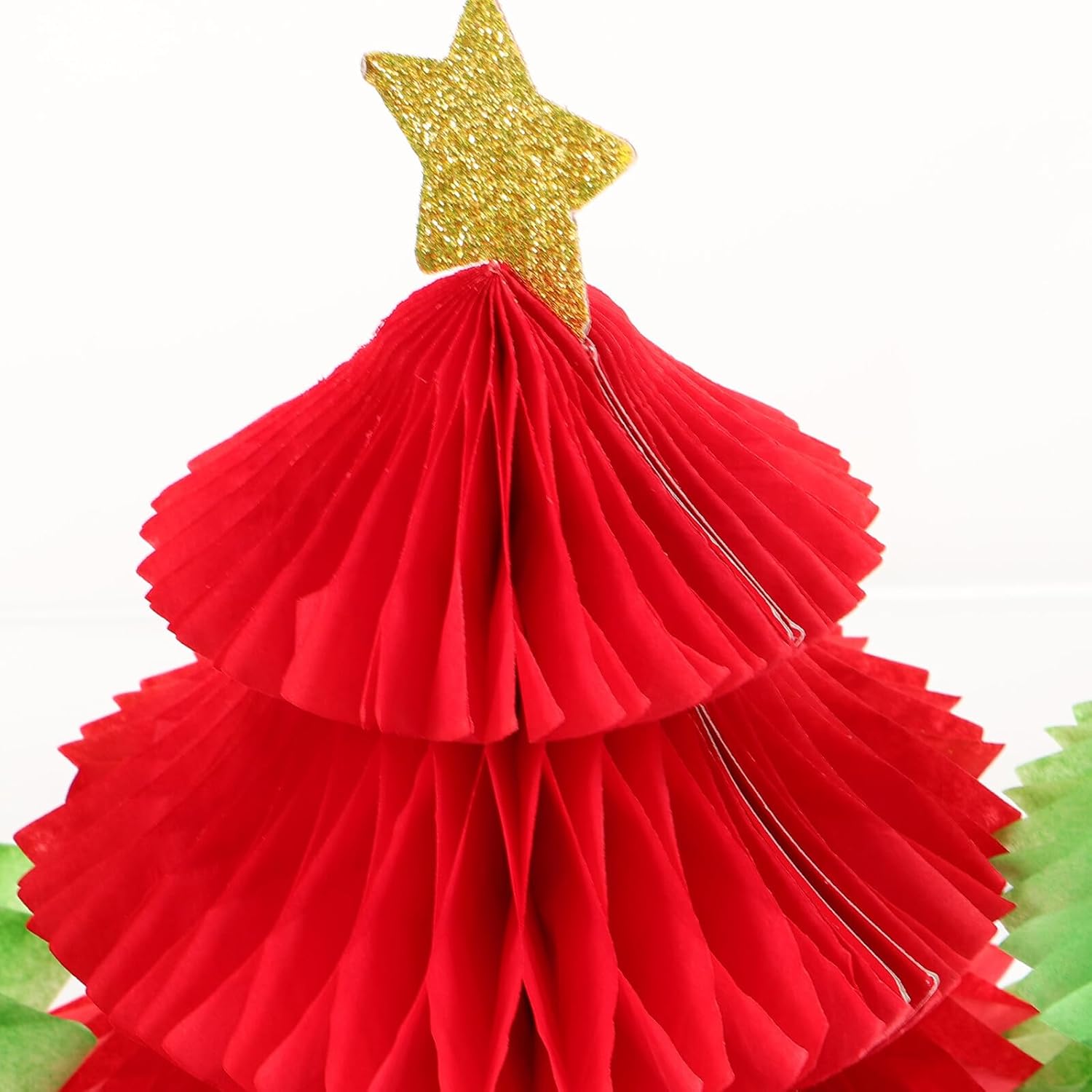 6pcs Christmas Tree Honeycomb Ornaments Red Green Party Decorations Table Centerpieces for Holiday