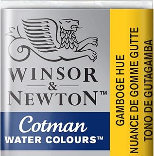 Winsor & Newton Cotman Watercolor Paint, Half Pan, Gamboge Hue | Introductory Watercolor made with Fine Art Pigments, Perfect for Beginners, Lightfast & Permanent, Good Tinting Strength
