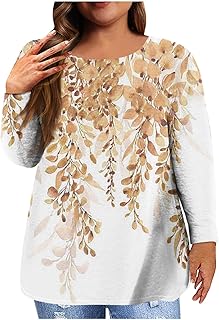 Casual Sweatshirt for Women UK Plus Size Sweatshirts Ladies Loose Shirts Floral Print Long Sleeve Shirts Women's Fall Winter Round Neck Pullover Tops Fashion Blouse Halloween Womens Costume