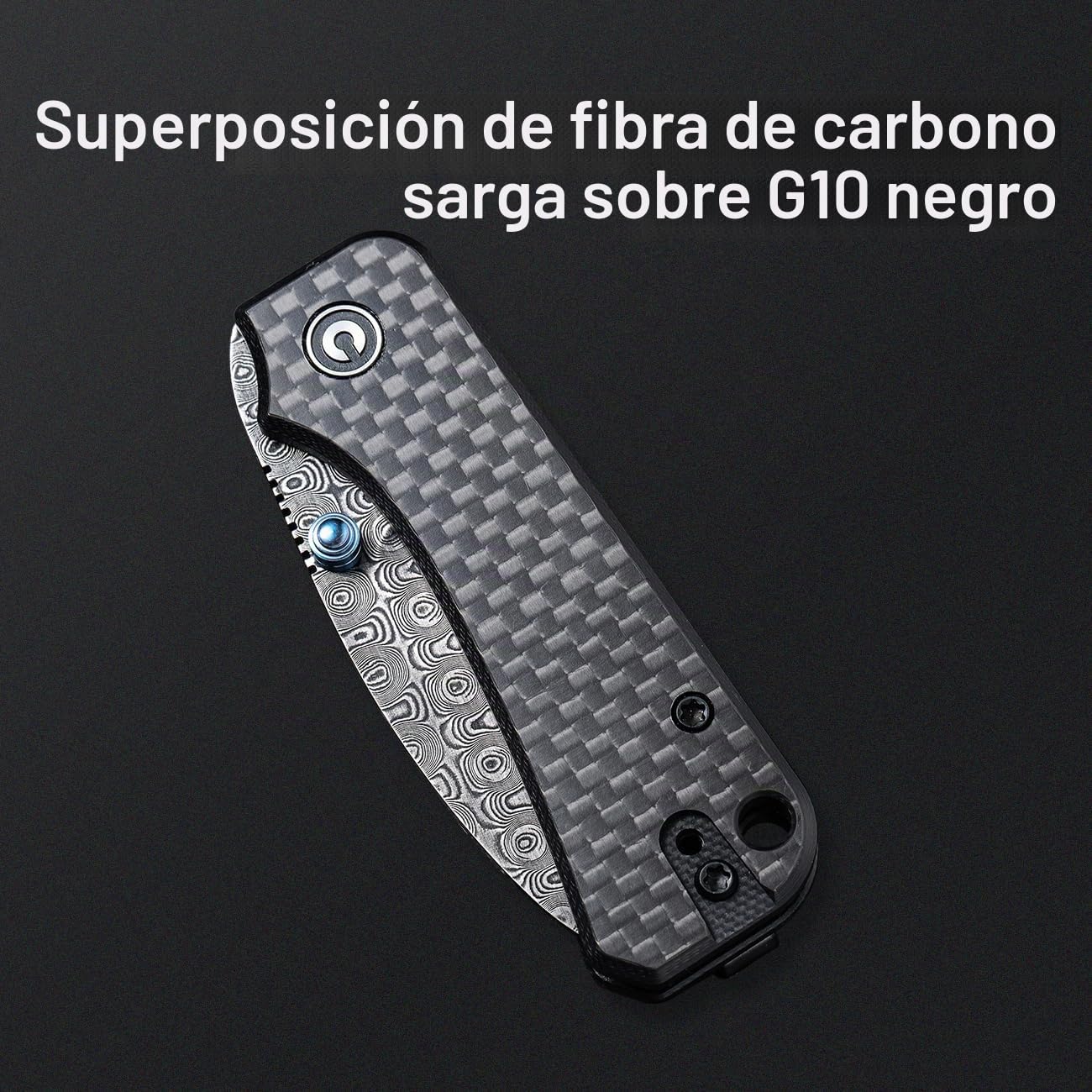 CIVIVI Baby Banter Small Folding Pocket Knife with 5.94CM Damascus Blade | EDC Knife with Clip, Black G-10 Handle, for Outdoor Camping Hiking Gifts C19068S-DS1
