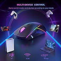 Vista 8 de FFJ Ratón Inalámbrico para Juegos, 24000 DPI, Ratón para Juegos Tri-Modo 2.4G/USB-C/Bluetooth 5.3, Ratón RGB Programable para Juego, Duración