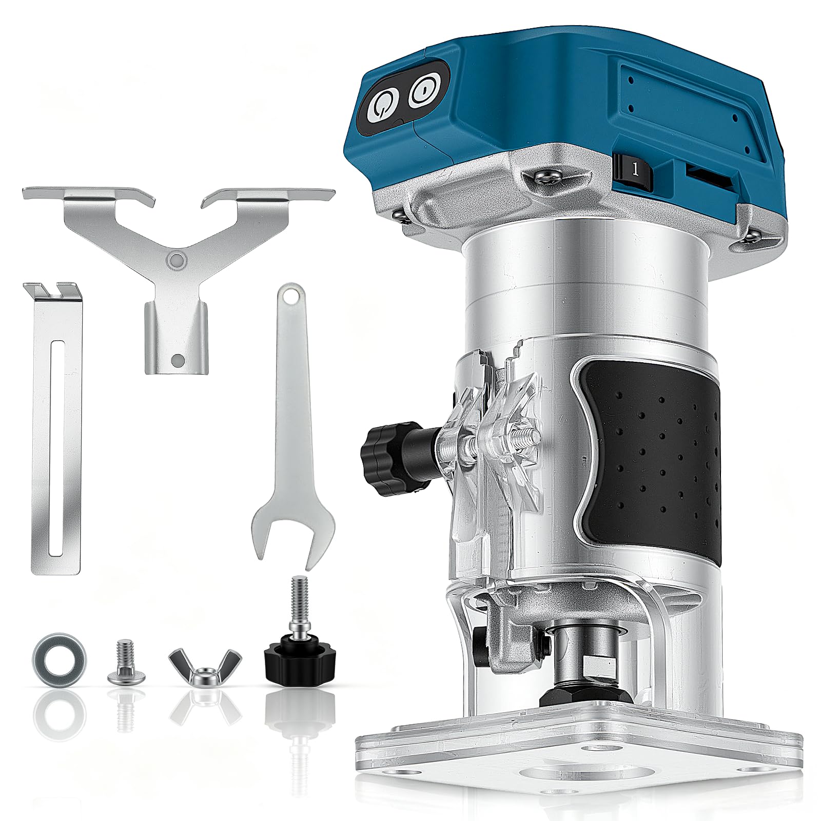 Fresadora con batería compatible con batería Makita de 18 V, 800 W, recortadora sin escobillas, fresadora de cantos, 5 marchas, 30000 rpm, batería eléctrica, fresa de madera para carpintería, 6/6,35/8