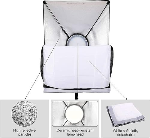 Miniatura 5 de Luz LED regulable de 45 W con doble temperatura de color, kit de estudio de iluminación continua, paquete de 3 cajas de luz de estudio de 20 x 28