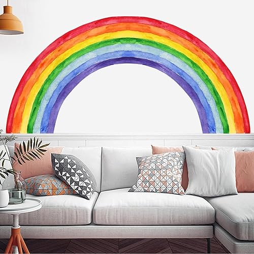 Calcomanías de arco iris para pared, calcomanías de pared de Escandinavia, removibles, despegar y pegar, sala de estar, dormitorio de niñas, jardín