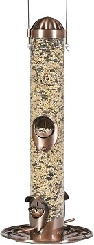 Perky-Pet 385-2 2-in-1 Copper Finish Bird Feeder - Serve Multiple Seed Types - Outdoor Wild Bird Feeder