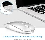 Wireless Mouse for Laptop Cpmputer,Bluetooth Mouse for MacBook,Silver | Rechargeale Dual Mode(USB 2.4Ghz + Bluetooth 5.2) Silent Portable Cordless Mice with USB C Adapter