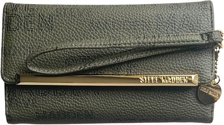 Steve madden portafoglio trifold da donna in ecopelle verde MO211130