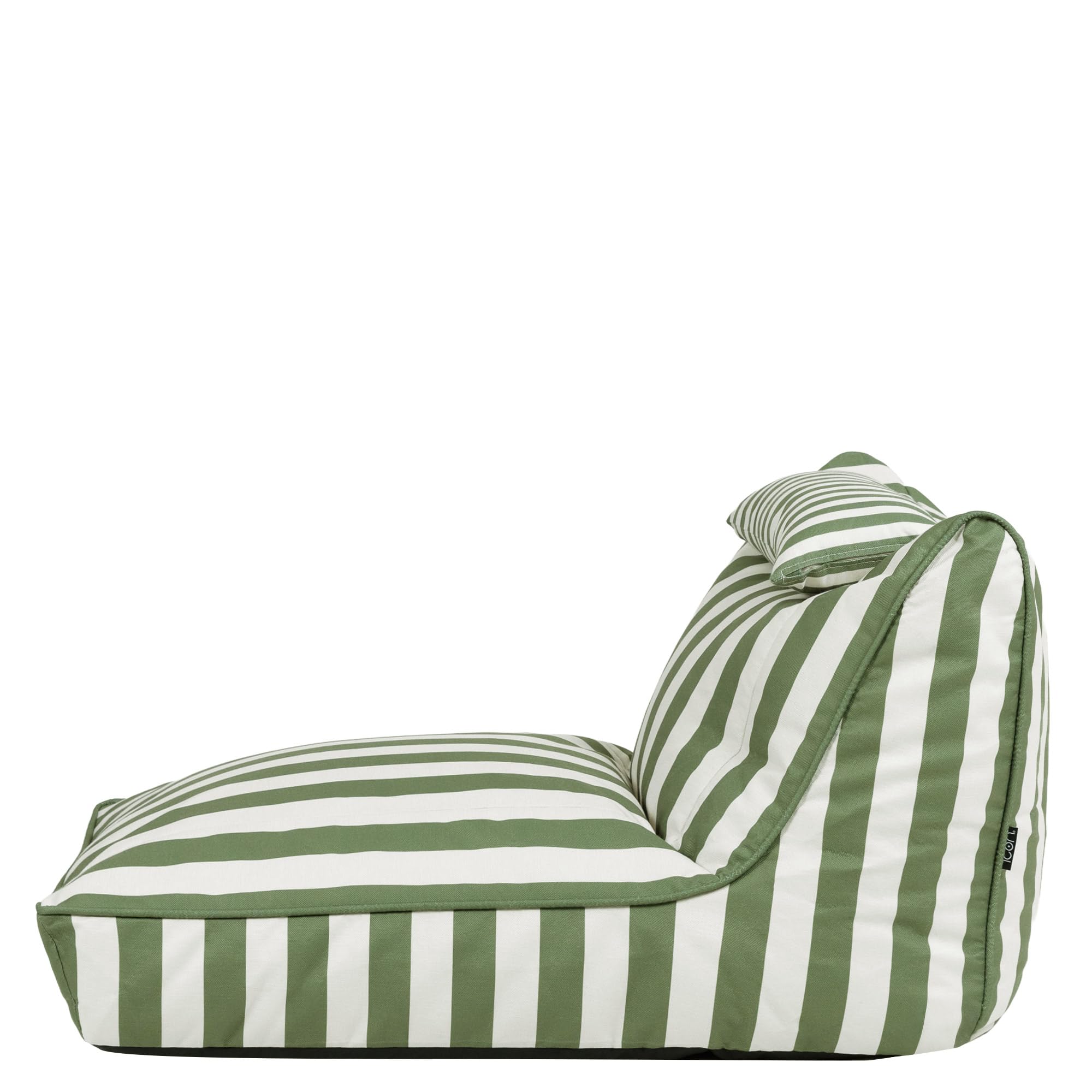 Icon Nova Outdoor Sitzsack Sessel für Erwachsene, Grün Streifen, Koyoto Stoff für Drinnen und Draußen, Riesen Sitzsack mit Füllung, Bequemer Sessel, Garten, Terrasse, Lounge, Wohnzimmer