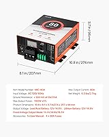 Vista 7 de VEVOR Convertidor de energía para RV, 80 amperios, 110V AC a 12V DC Cargador de batería para RV, Carga inteligente de múltiples etapas, Rango