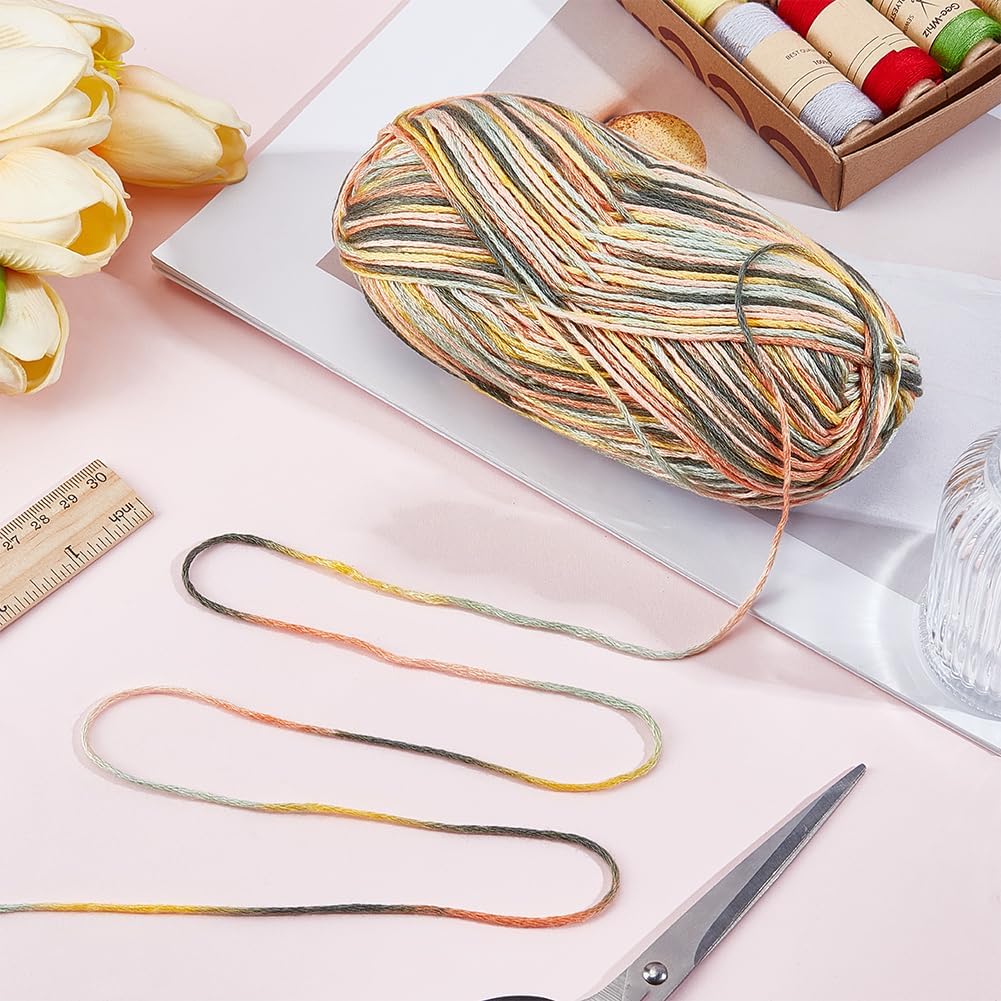 2 Skeins 437.44 Yards 8 Ply Yellow Acrylic Variegated Yarn Soft Gradient Braid Thread Colorful Chunky Ombre Crochet Threads Macrame Yarns for Sewing Making Scarves Shawls DIY Craft Supply image 4