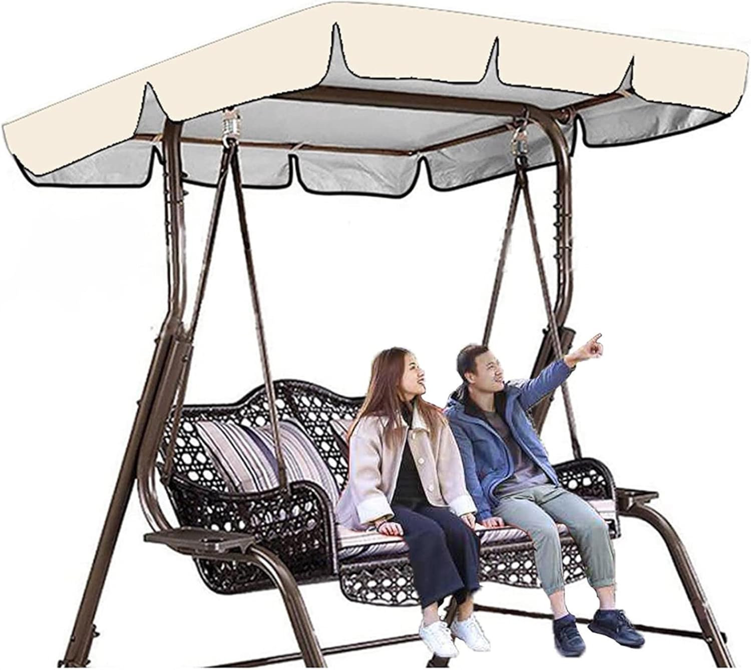 Outdoor Swing Canopy Replacement,Waterproof Outdoor Patio Swing Canopy Blocking Sunshade for Swing Cover Patio Hammock Cover Top Garden-Only Canopy Cover