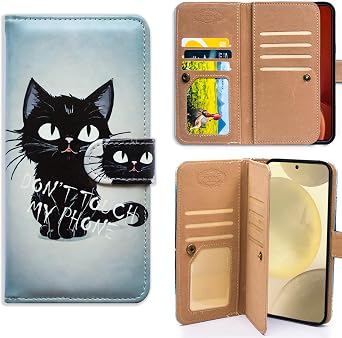 Bcov Case for Moto G 2025,Cute Black Cat Style Multifunction Leather Phone Case Wallet Flip Cover with Multi Card Slots Pocket Wrist Strap for Motorola Moto G 2025