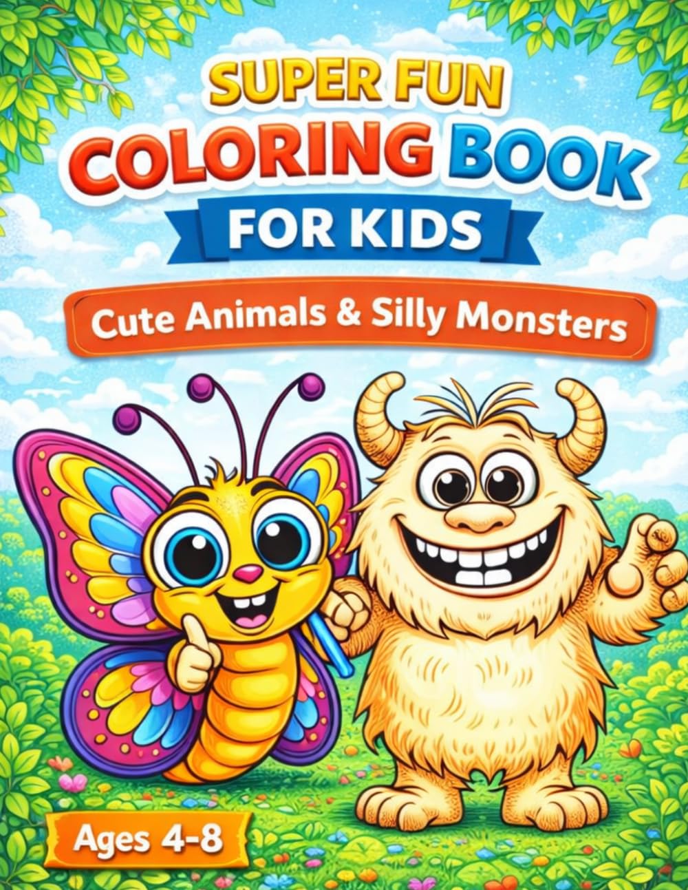 Big Fun Coloring Book for Kids Ages 4-8: Cute Animals & Silly Monsters