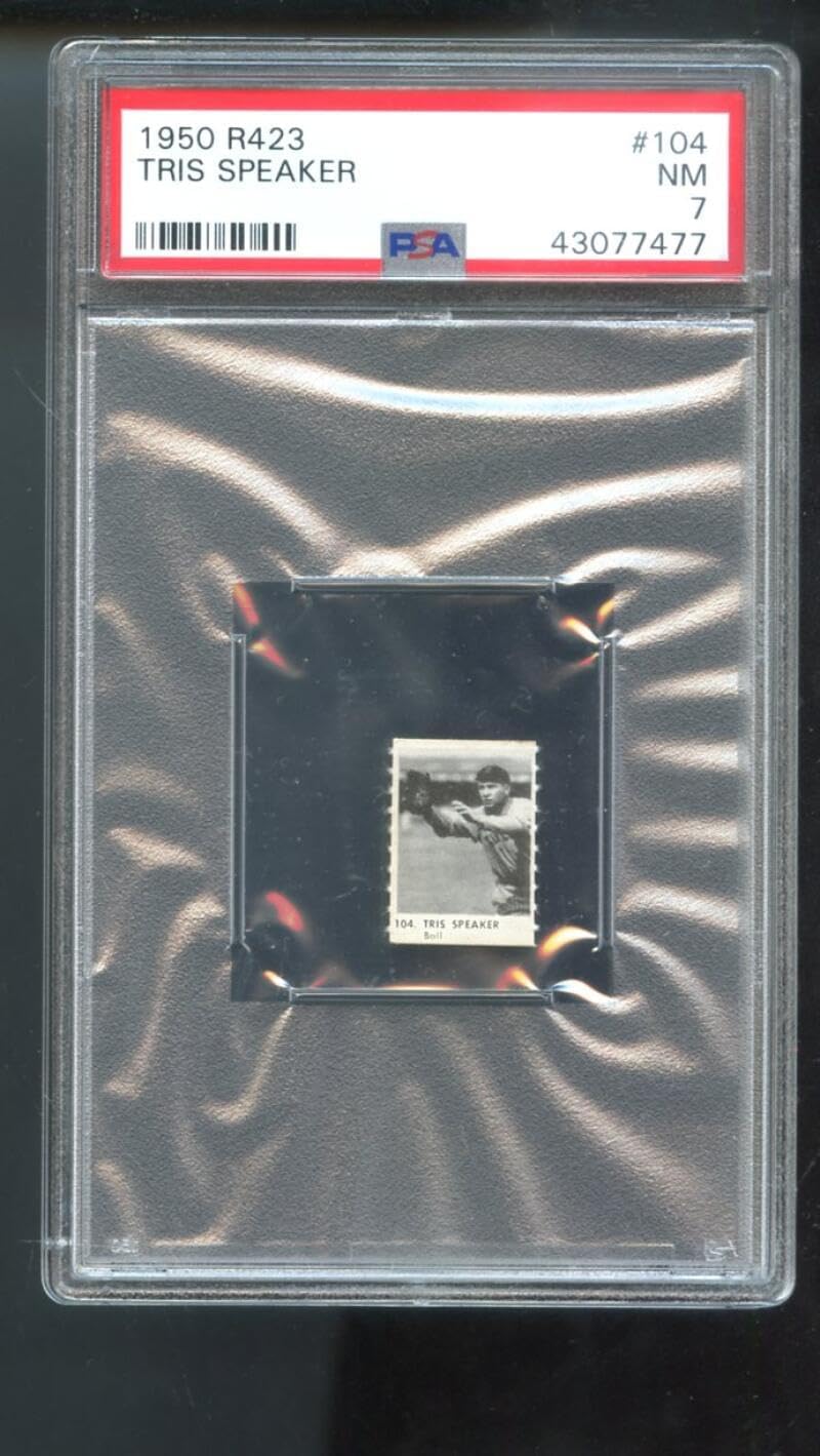 1950 R423#104 Tris Speaker PSA 7 Graded Baseball Card MLB Game Strip Orange Bck