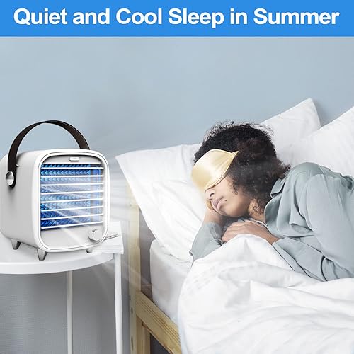 Miniatura 6 de Aire acondicionado portátil, enfriador de aire evaporativo, aire acondicionado personal pequeño con LED, potente, silencioso, ligero, mini aire