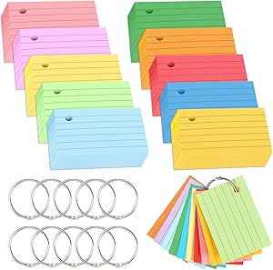 Leucasa 300 Karteikarten A8 In 6 Farben - Lernkarten Mit Bindering Für Studium & Büro - Beidseitig Beschreibbar