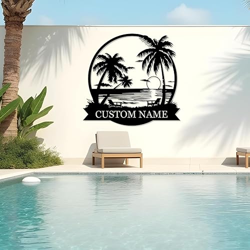 Miniatura 2 de Letreros de metal personalizados  Señales de apellido personalizadas  Arte de pared al aire libre  Regalo para amantes de la playa