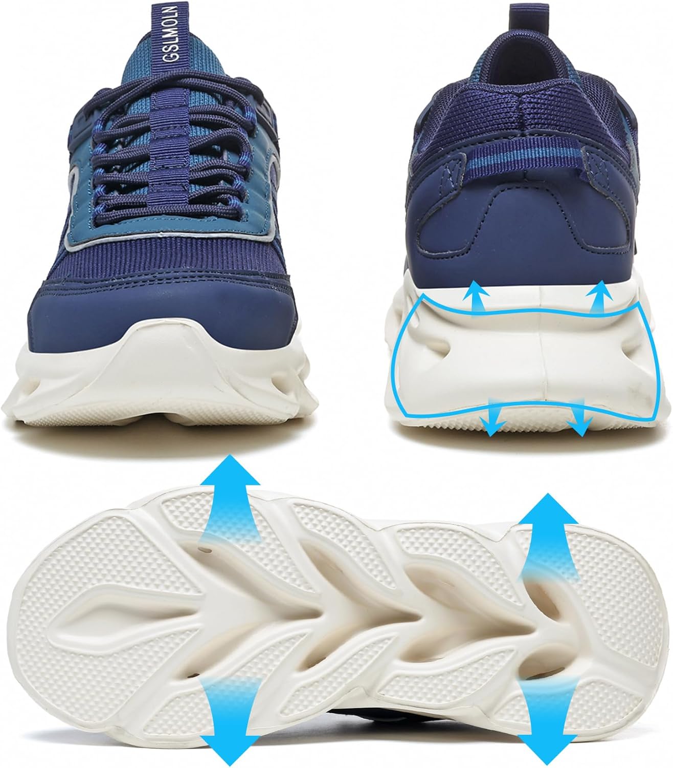 GSLMOLN Men's Walking Shoes Lightweight Fashion Casual Sneakers Athletic Breathable Mesh Tennis Sneakers Blue - Image 5