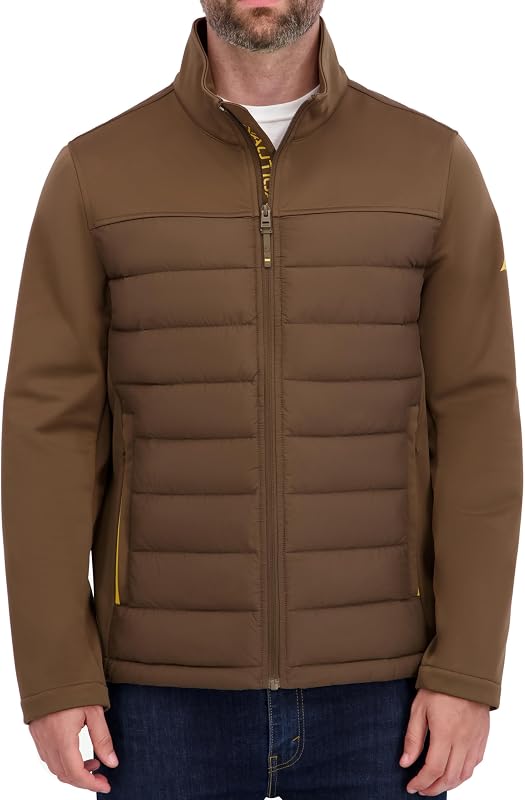 Nautica campera Softshell ligera para hombre - Forro polar adherido, tallas regular, grande y alta