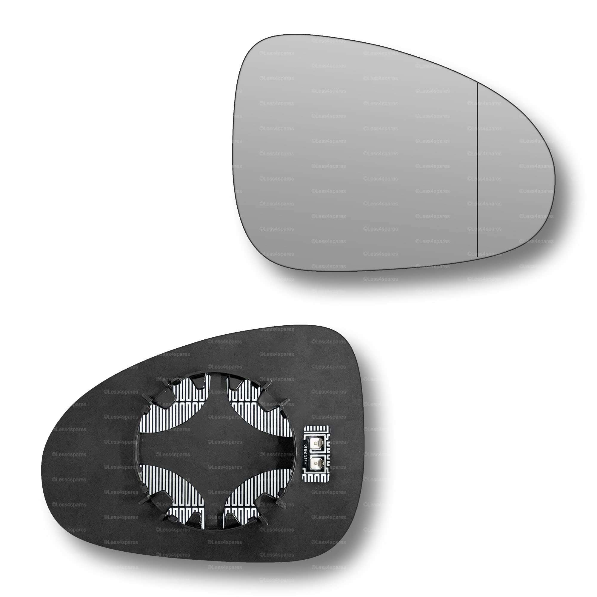 Less4spares Replacement Wing Mirror Glass Right Compatible with VW Touareg 2010-2017 CLIP-ON Driver Off side Heated with Blind Spot