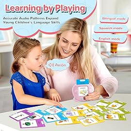 Spanish & English Talking Flash Cards for Toddler, Learning Montessori Toys with 224 Sight Words, Speech Therapy Toys, Children\'s Sensory Preschool Learning Educational Birthday