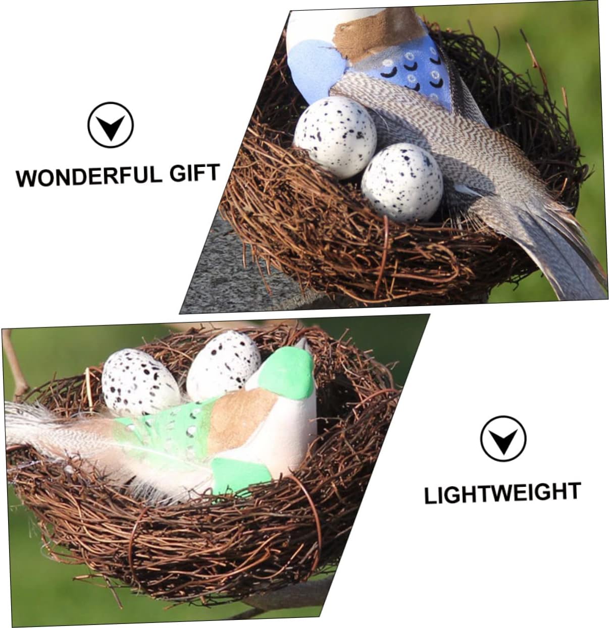 Mobestech 24pcs Rattan Artificial Bird Nests Realistic Simulation Nest Ornaments for Home Decor for Easter and Spring Decorations for Garden Scene Design