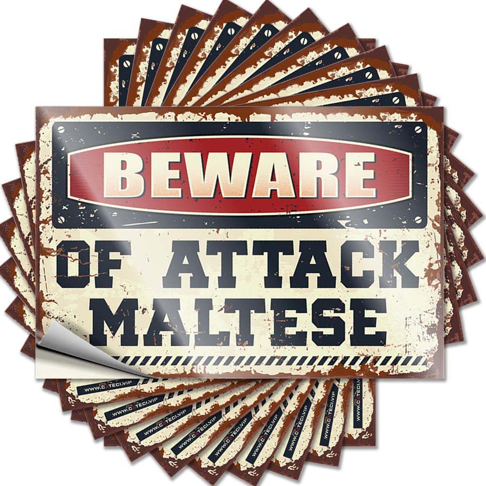 Beware of Attack Maltese Stickers Stitch | Retro Tumbler Removable Decal Pack(12X18CM)