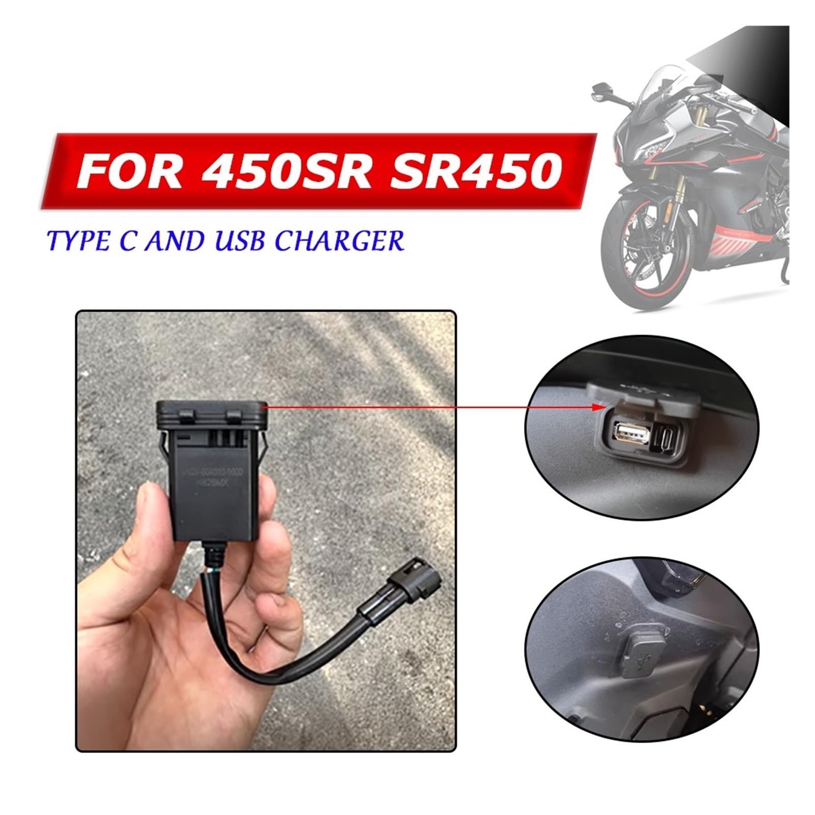 Kompatibel mit CF Moto 450SR 450SS 450 SR SS 800NK 800 NK Zubehör USB Power Transfer Interface Socket Type-C Impulse Port Charge
