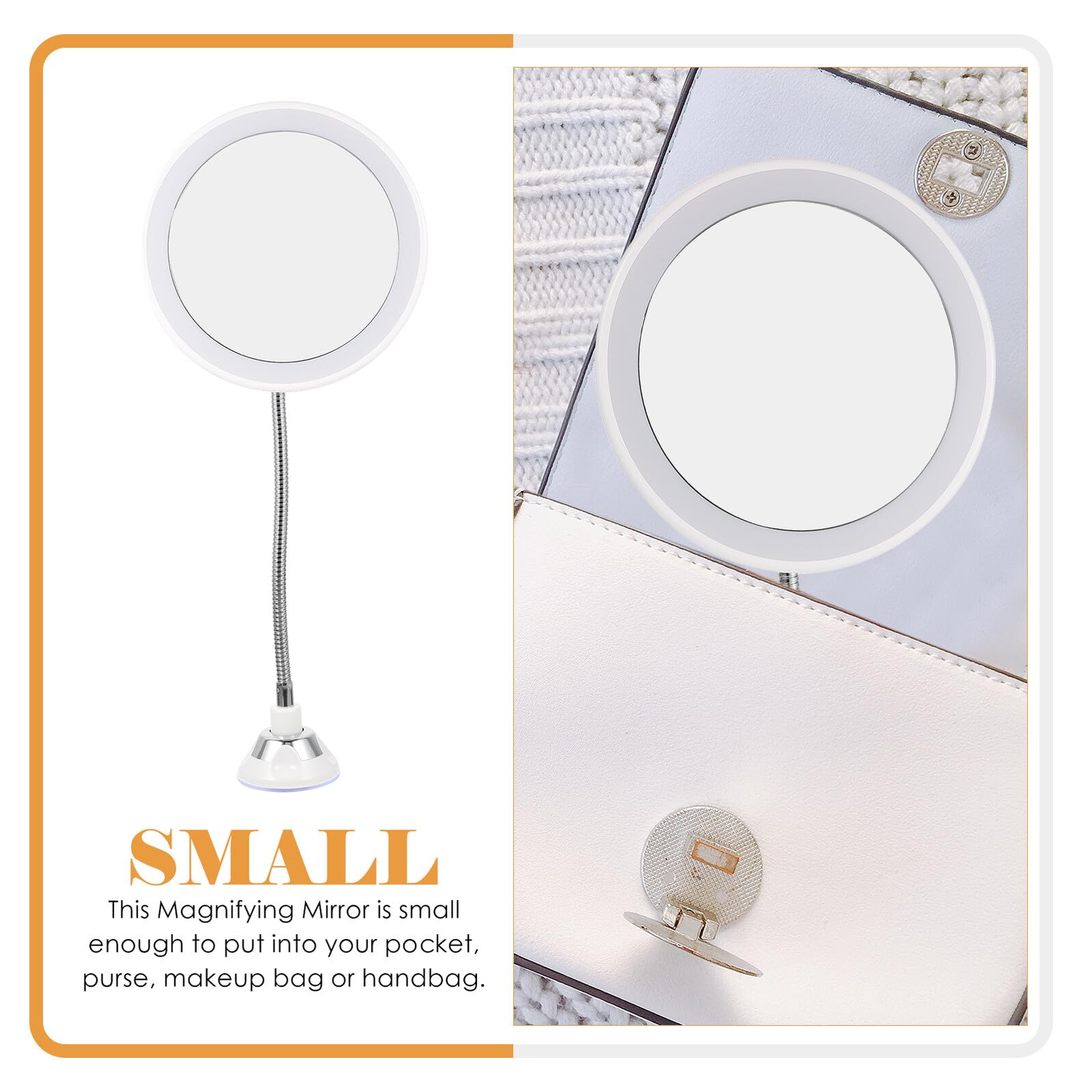ULTECHNOVO Espejo de Maquillaje Ventosa 10X Aumento Redondo Luz LED Integrada Rotación 360 Grados Compacto y Portátil para Uso Baño y Viajes Color