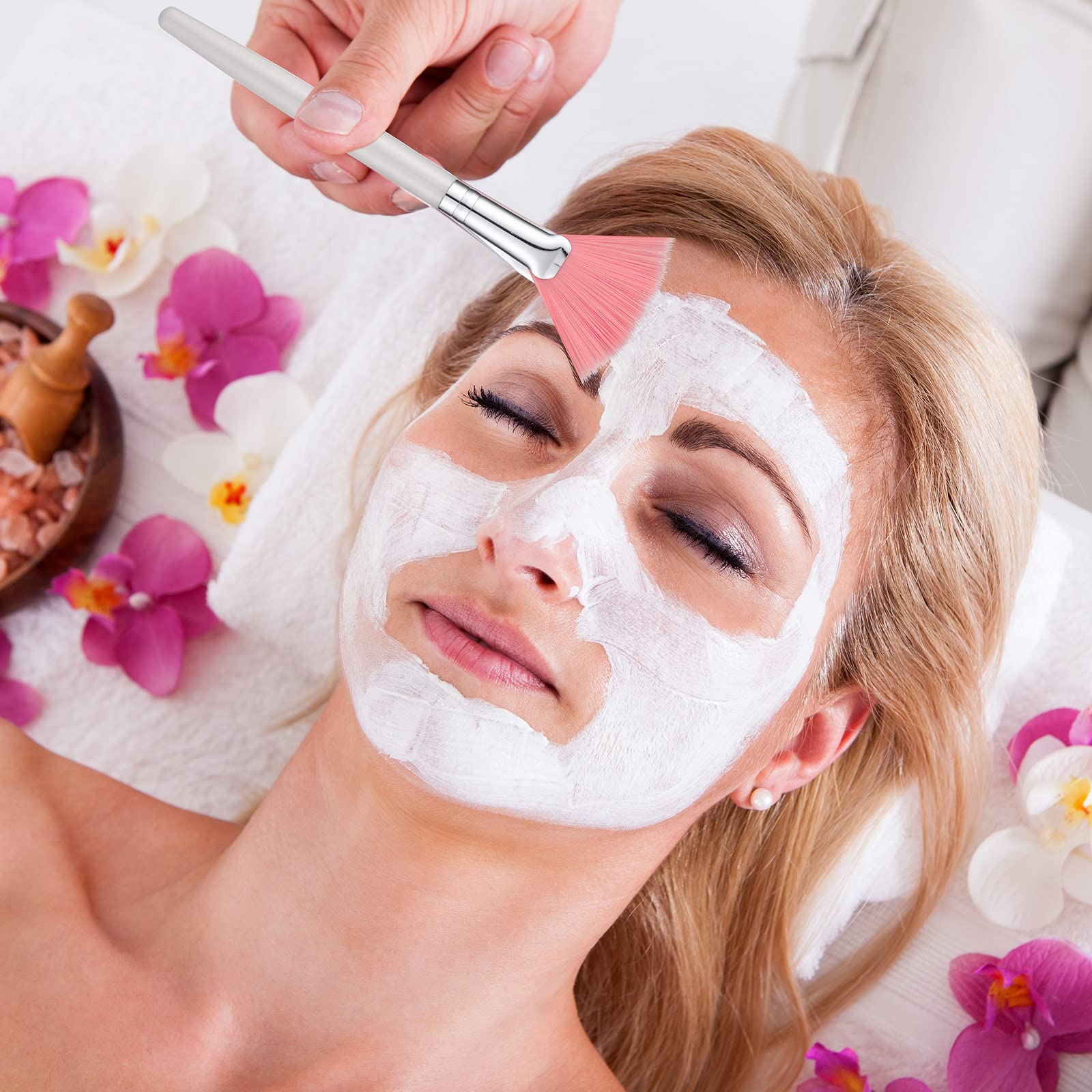 60 pennelli per il trucco del viso morbidi pennelli per il viso cosmetici applicatore strumenti con manico comodo per evidenziatore, maschere per blush, ombretto, crema di fango, rosa