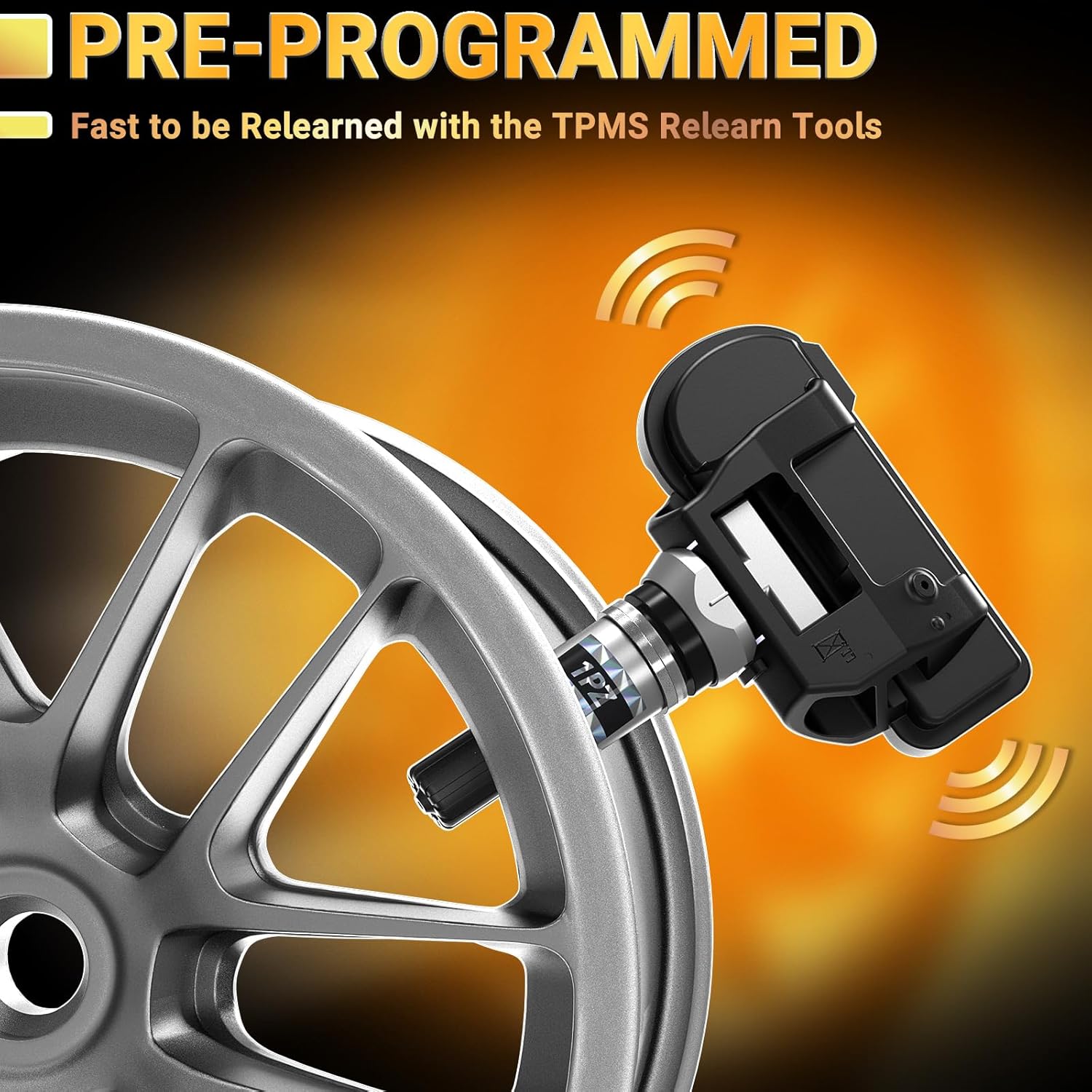 1PZ TPMS Sensor Tire Pressure Monitoring Sensor - Compatible with Mercedes-Benz, Ram, Jeep & More - C250, CL500, CLS550, E300, GL350, GLE500, ML450, SL400, Wrangler - 433MHz