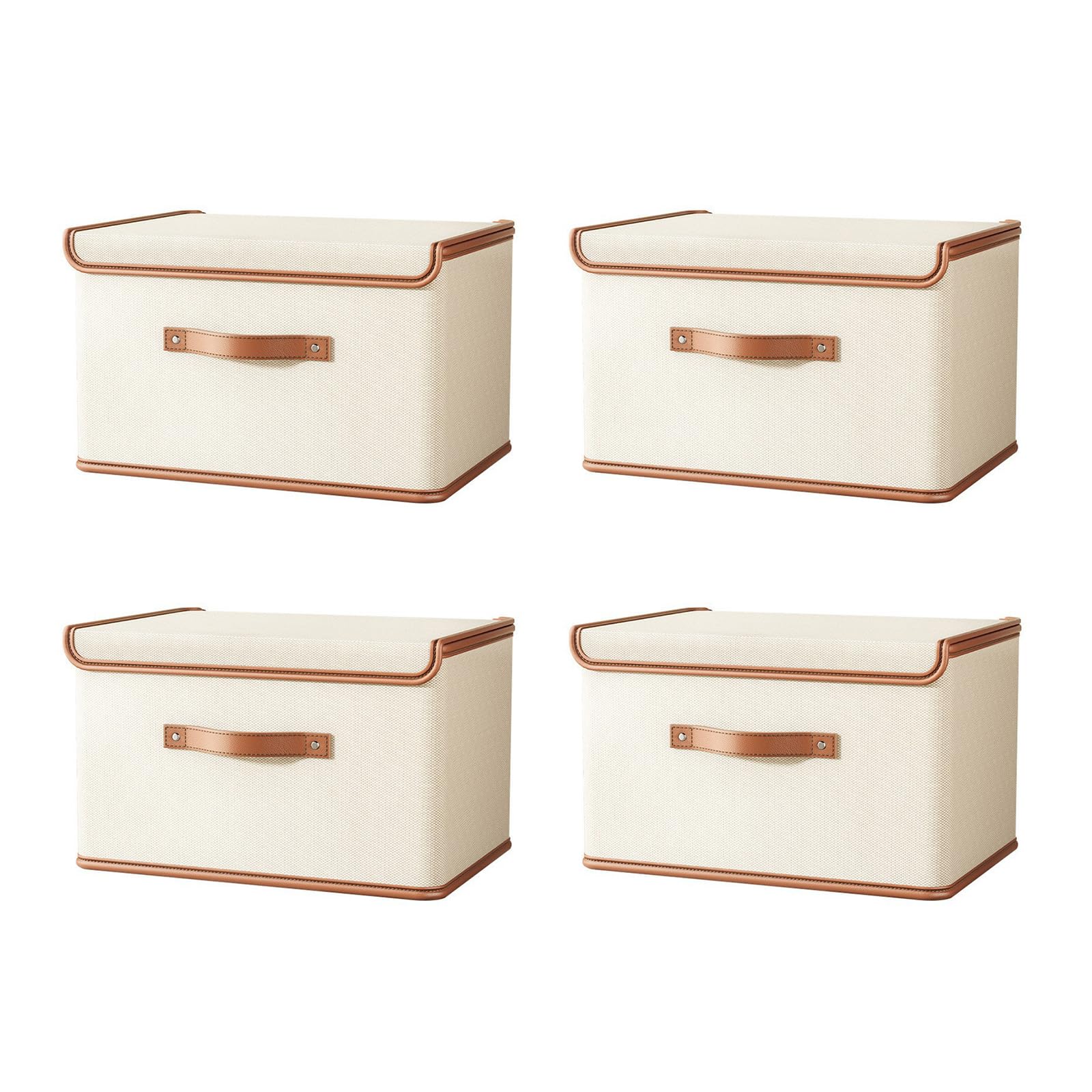 4 recipientes de almacenamiento de tela con tapa adjunta, organizador de ropa (44 x 30 x 29), armarios plegables transpirables para ropa, organización de temporada.