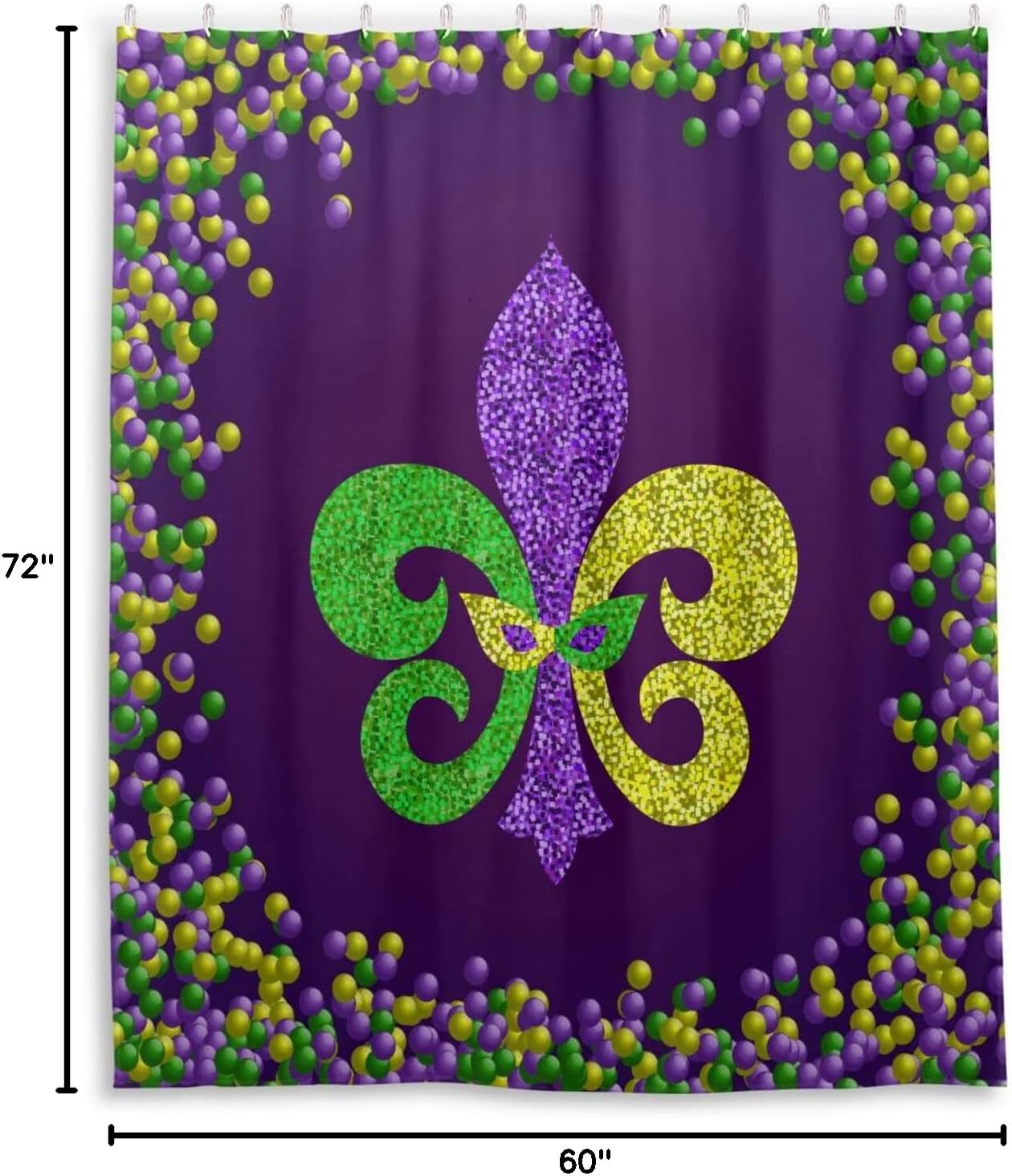 Kigai Mardi Gras Shower Curtains Waterproof Fabric Shower Curtain Bathroom Decoration with Hooks Washable Bathroom Shower Curtains 60x72 Inch