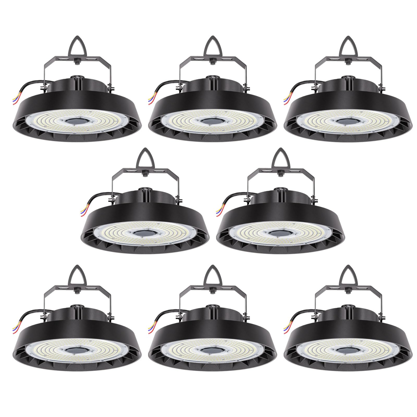 8pcs UFO LED Lámpara Alta Bahía 150W 25500lm, Focos LED Industrial 5000K Blanco Frío, 90° Angle Taller Lámpara, IP65 Impermeable UFO Highbay lamp para Garaje/Fábrica/Almacén/Estadios Deportivos