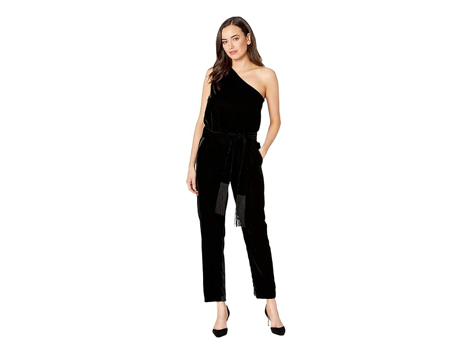 

LAUREN Ralph Lauren Velvet One-Shoulder Jumpsuit (Polo Black) Women's Jumpsuit & Rompers One Piece