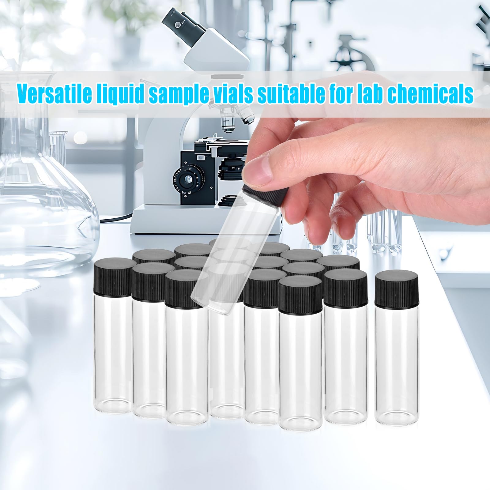 BIGLEE 100 viales de vidrio pequeños transparentes con tapas de rosca (15 ml)