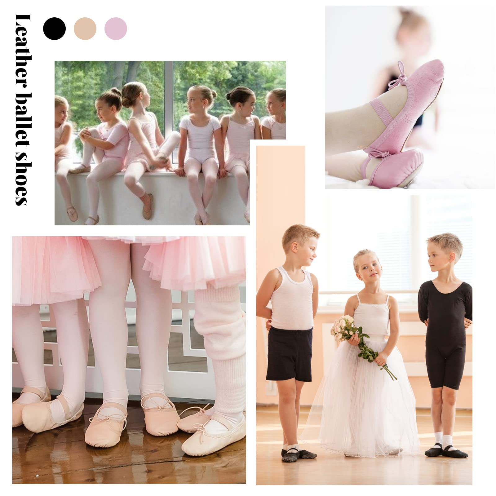 Scarpette Danza Classica Bambina Donna PU Pelle Scarpe Danza Ballo Suola Intera Scarpe da Ballerina