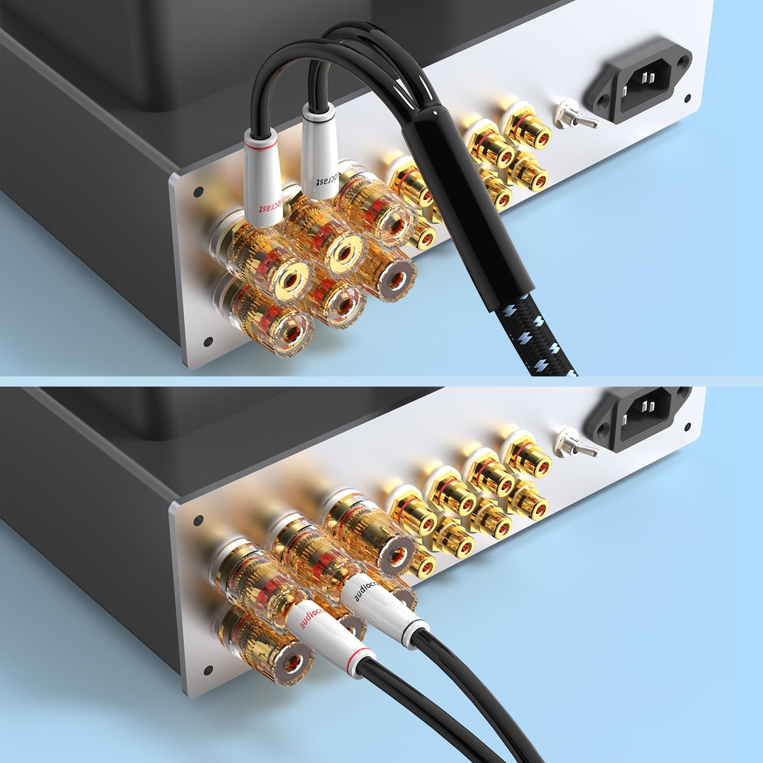 Tertullus 1 paio di cavi per altoparlanti OFC di alta qualità, placcati argento, con spina a banana, cavo per altoparlante HiFi, per home theater, amplificatore, sistema HiFi, connettore a banana, 3 m