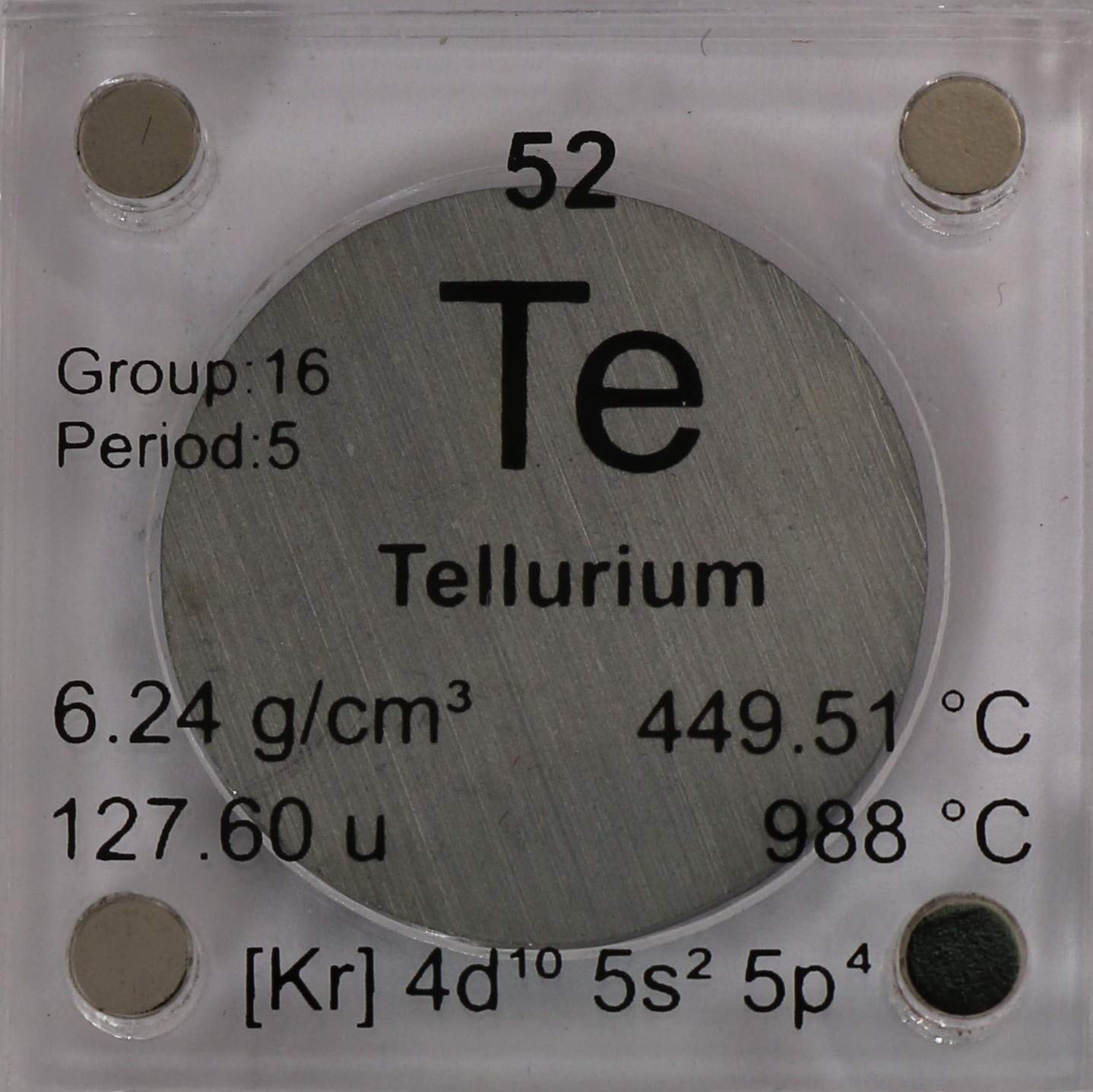 Tellurium (Te) 24.26mm Metal Disc with Acrylic Case for Collection or Experiments