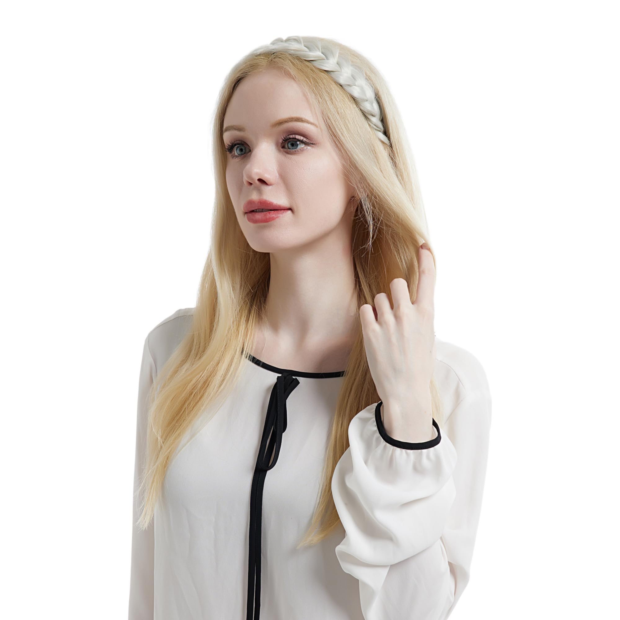 Fascia per capelli intrecciata, 2 fili, classica, grossa, larga, elastica, di qualità, sintetica, intrecciata, per donne e ragazze, 65 g (colore mirtillo)
