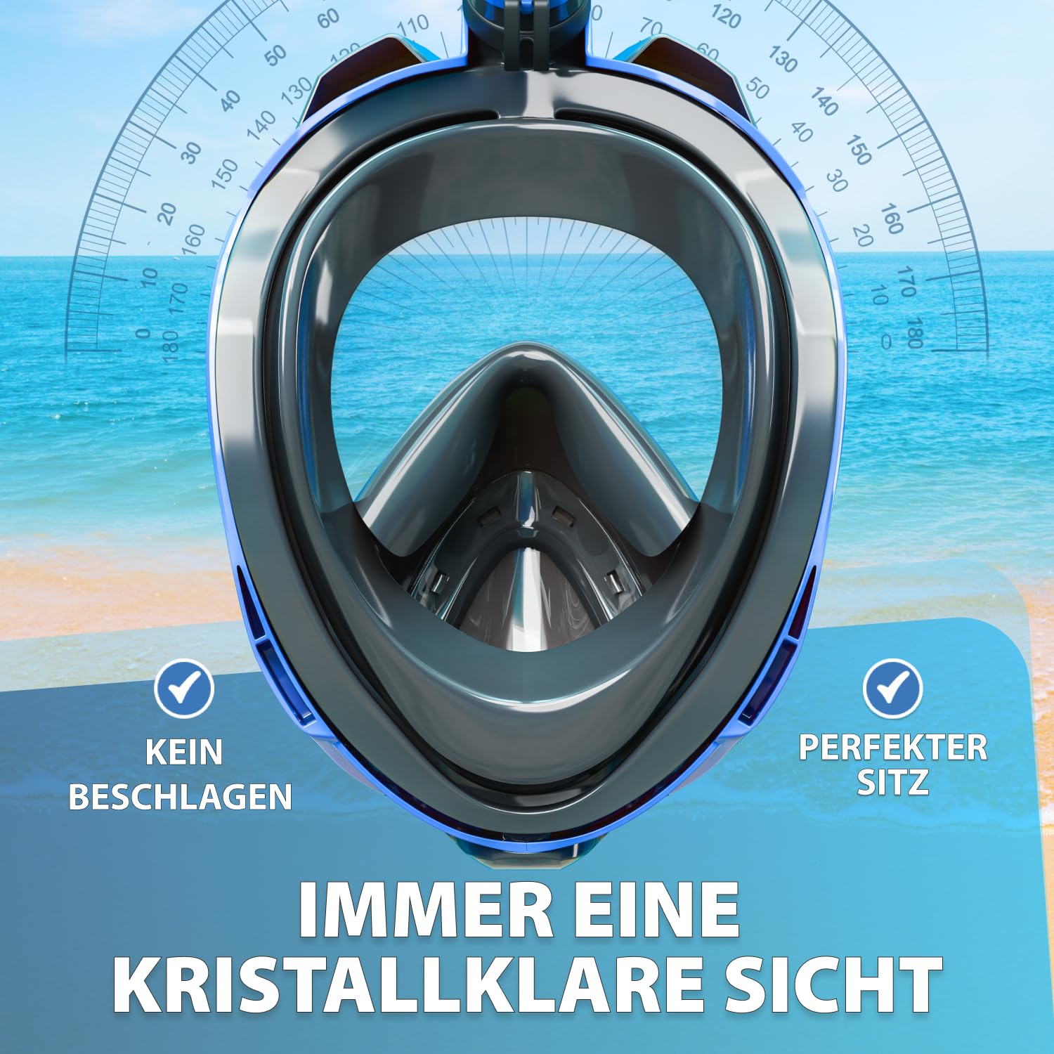 Die Preisgekrönte KAIMANA® Schnorchelmaske für Erwachsene & Kinder - absolut CO2 sicher - inkl. Tragetasche - Tauchermaske Erwachsene - Vollgesichtsmaske Tauchmaske