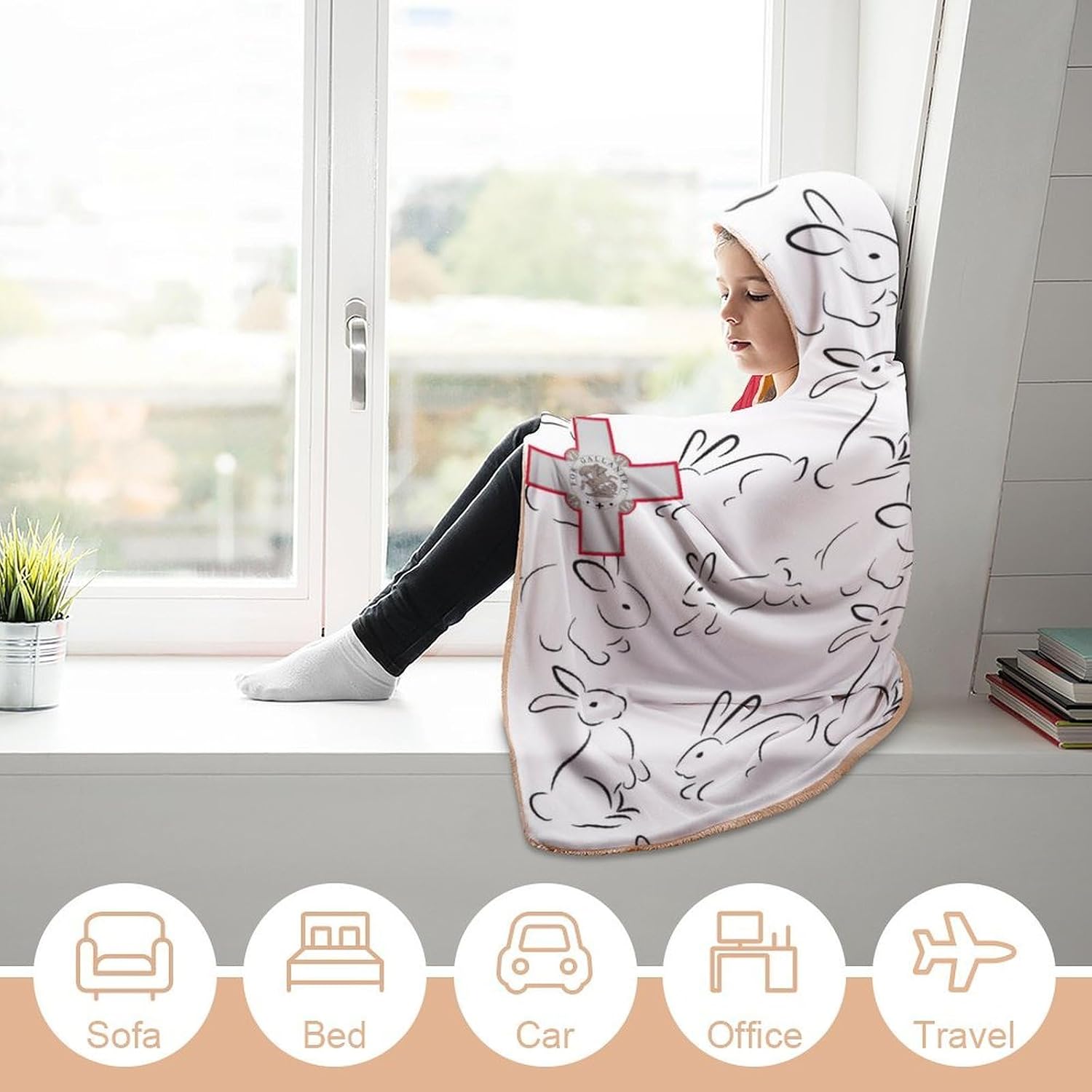 Malta Bunny Flag Wearable Blanket Hoodie | Flannel Fuzzy Machine Washable Home Camping Lounging