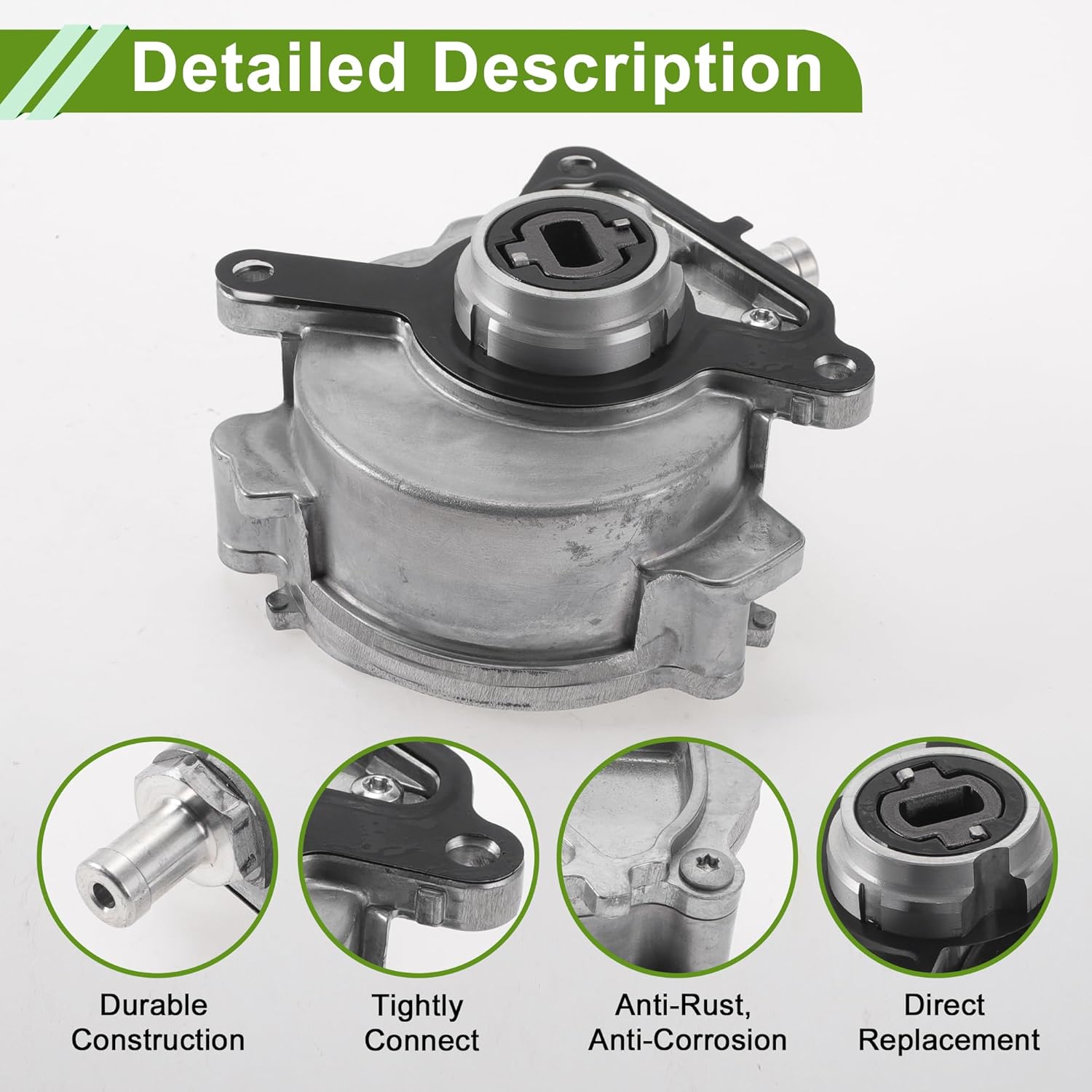 Brake Vacuum Pump No.95511005003 Engine Vacuum Pump for Porsche Cayenne 3.6L V6 2011-2017 Aluminum Alloy Silver Tone 1 Pc