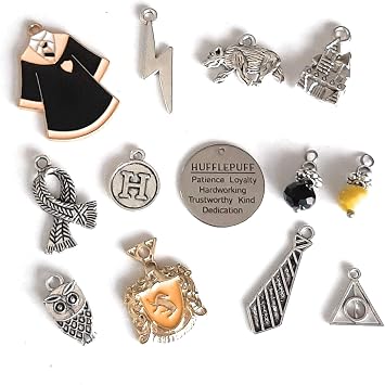 11 Charms Hog Wart House School of Wizardy and Witchcraft Harry Book/Movie Theme Charms Antique Silver Zinc Alloy H House without Jump Rings