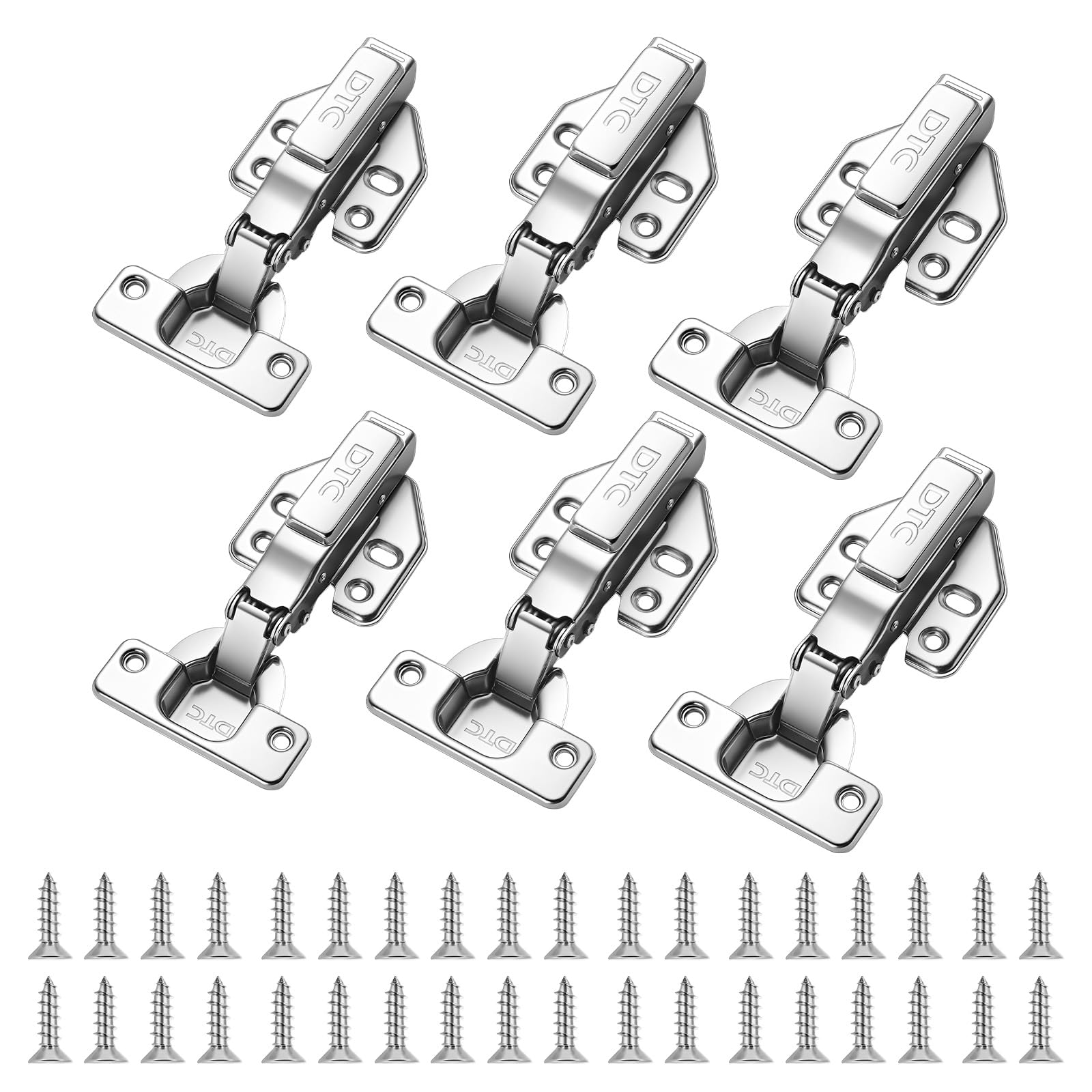 INMOZATA 6Pcs Kitchen Cupboard Hinges 110 Degree Detachable Cabinet Hinges 3D Full Overlay Door Hinge with Screws