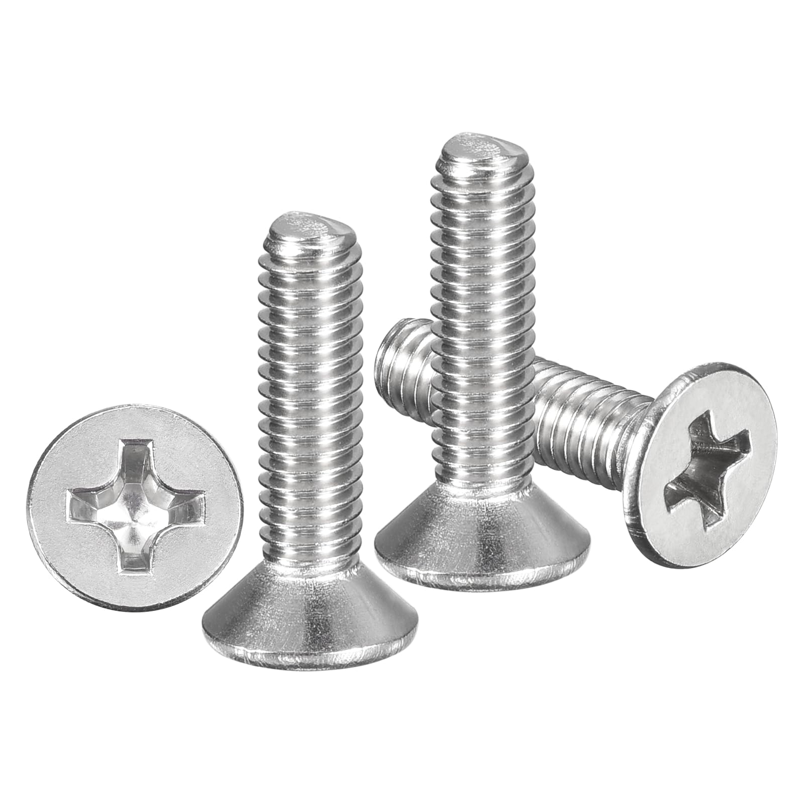 METALLIXITY Phillips Flat Head Machine Screws Bolts (M4-0.7x15) 100Pcs, Stainless Steel 304 Countersunk Cross Screws - for Household Indoor Maintenance Installment DIY, Silver — image 1