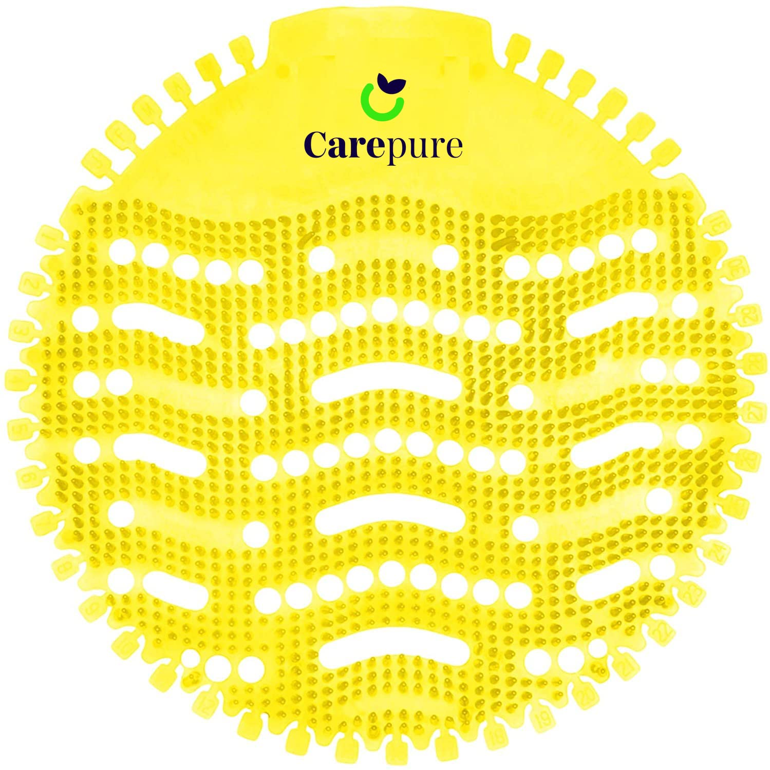Carepure Urinal Screen Mat Deodorizer - Premium Long Bristle Anti-Splash & Anti-Clogging Lasting Odor Freshener Urinal Screen Pad Cake | Ideal for Bathrooms - Lemon Yellow (10 Pcs)