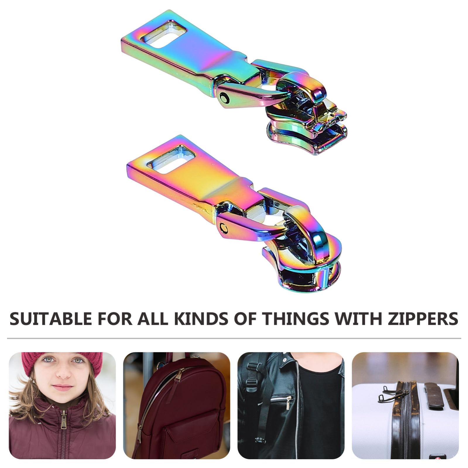 ULDIGI 30piezas Tiradores De Cremallera Metálicos Coloridos Para Ropa y Mochilas Reemplazo De Cabezas De Cremallera Extraíbles Solución Práctica Para Zippers Dañados
